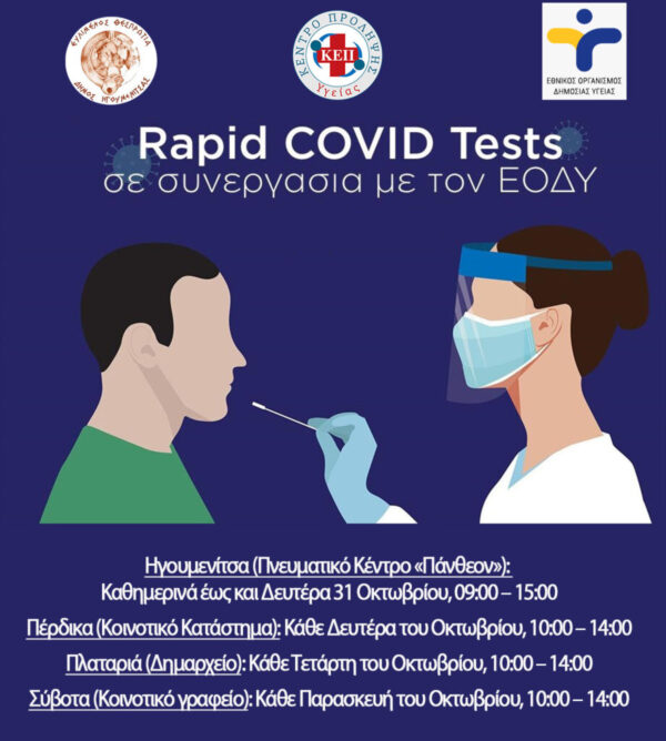 Το πρόγραμμα των δωρεάν rapid test για τον Οκτώβριο
