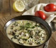 traditional mageiritsa greek easter tripe and herbs soup 555x480